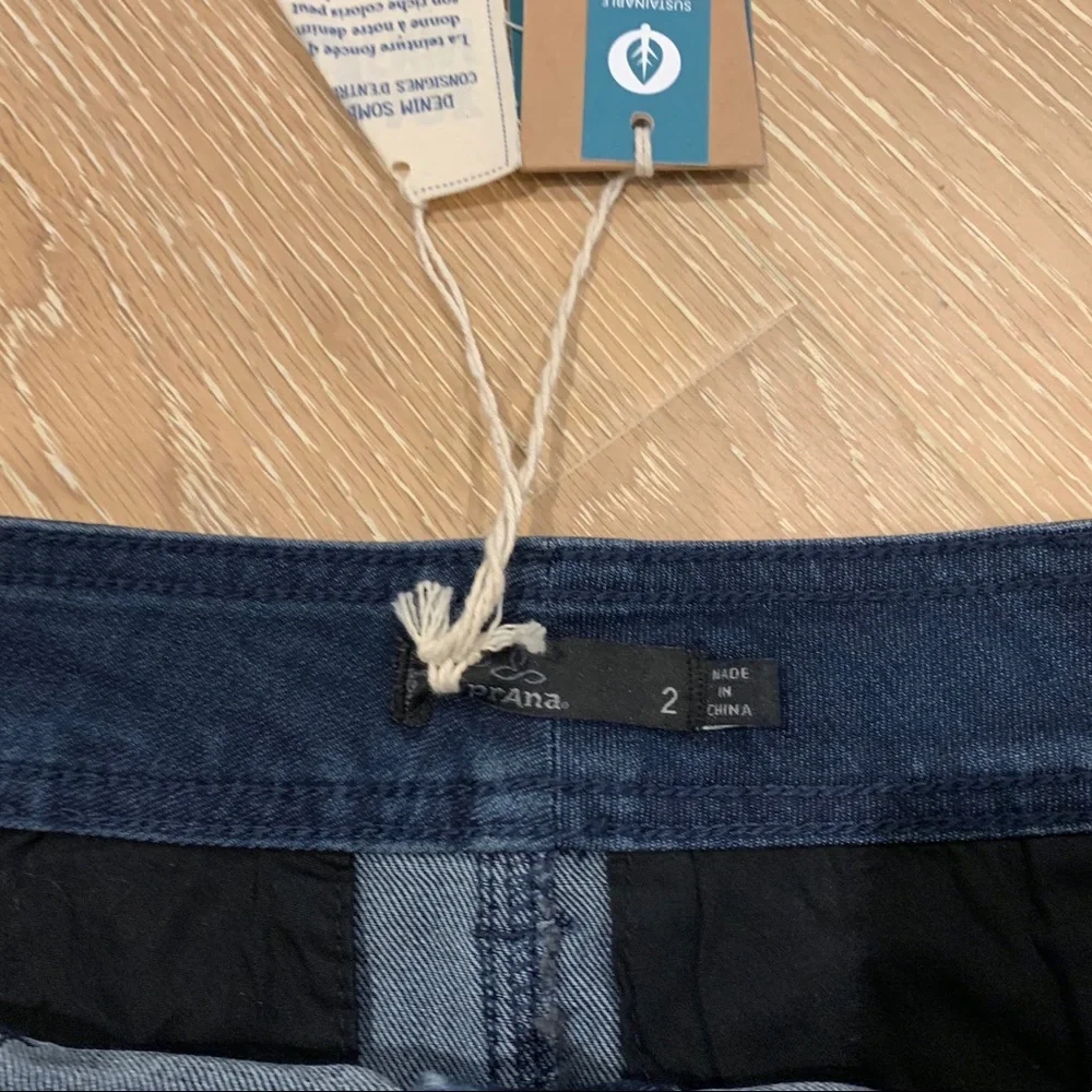 Prana Kara Indigo Denim Skirt Button Down 2 Jean High Waist Rise